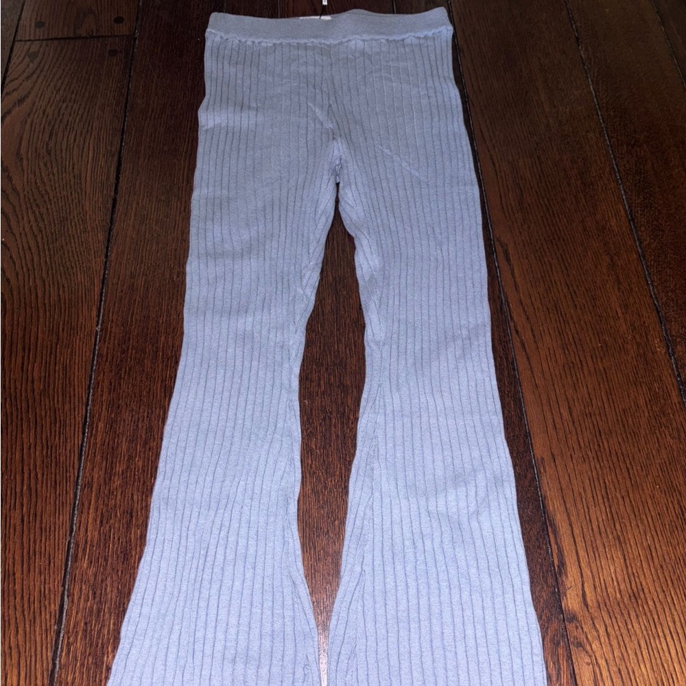 Something Navy NWT Light Gray slate blue Ribbed Leggings cashmere cozy wool top